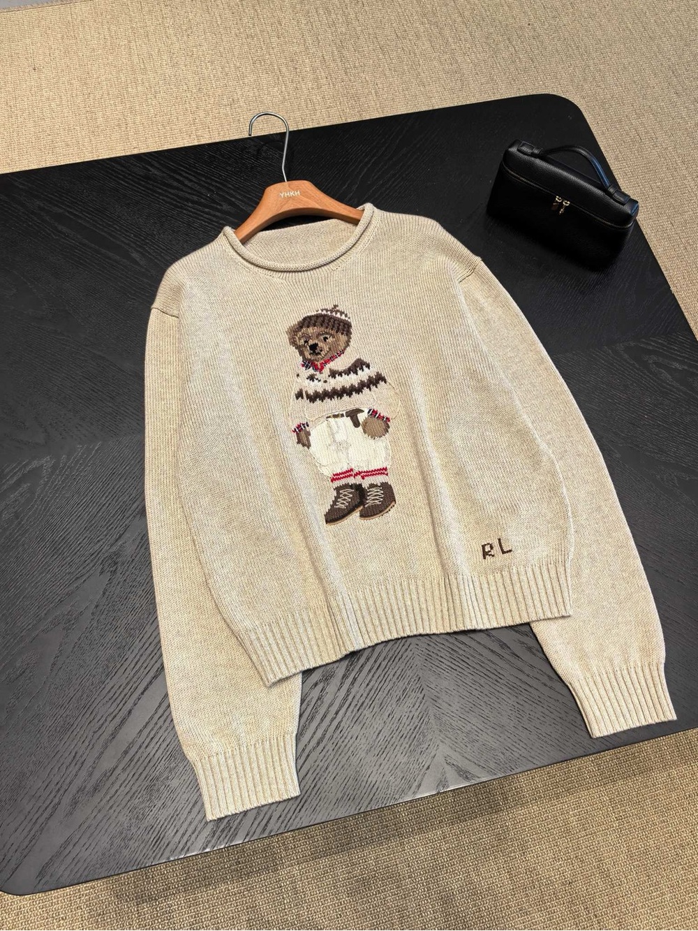 Polo Ralph Lauren Oatmeal Ski Polo Bear Crewneck Knit Sweater